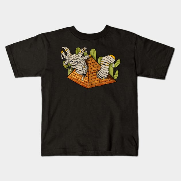 Halloween Mummy Axolotl Kids T-Shirt by Luna Illustration